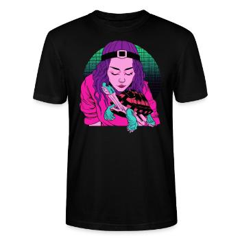 Turtle Love - Stanley/Stella CRAFTER Unisex Organic T-Shirt - black - Front - Alina (178cm) & Michal (187cm)