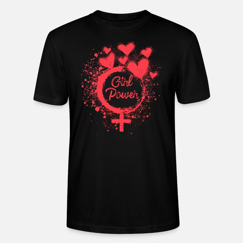 tyttö voima, tyttö, voima, sydämet, graffitit, punainen - Stanley/Stella CRAFTER unisex luomu-t-paita - musta