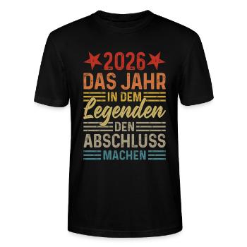 2026 Das Jahr in dem Legenden den Abschluss machen - Stanley/Stella Unisex Bio-T-Shirt CRAFTER - Schwarz - Vorne - Alina (178cm) & Michal (187cm)