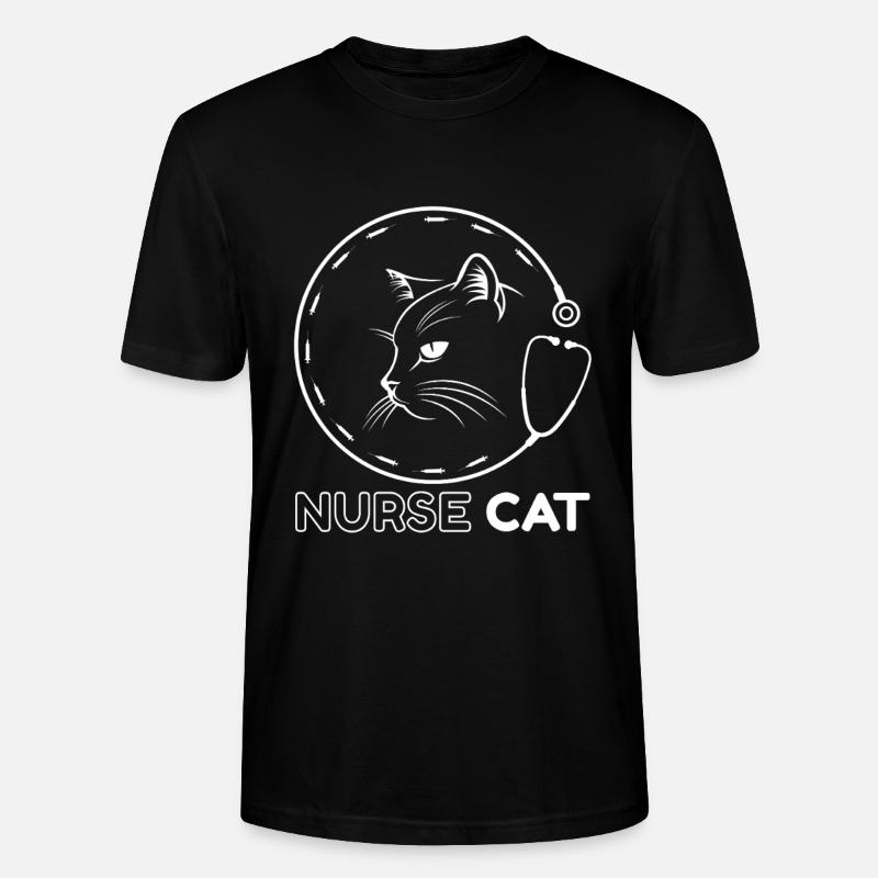 Chat Infirmier avec Stéthoscope - T-shirt bio CRAFTER Stanley Stella Unisexe - noir
