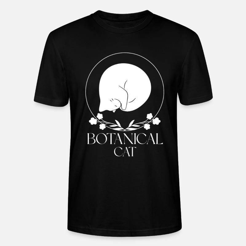 Minimalistische botanische Katze - Stanley/Stella Unisex Bio-T-Shirt CRAFTER - Schwarz