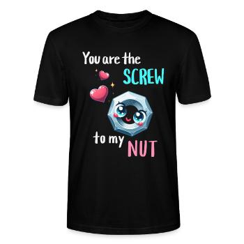 Drôle de conception de paires de boulons d’écrou - T-shirt bio CRAFTER Stanley Stella Unisexe - noir - Devant - Alina (178cm) & Michal (187cm)