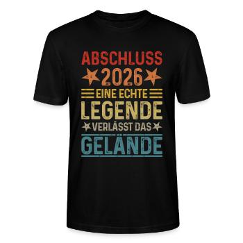 Abschluss 2026 Eine Legende verlässt das Gelände - Stanley/Stella Unisex Bio-T-Shirt CRAFTER - Schwarz - Vorne - Alina (178cm) & Michal (187cm)
