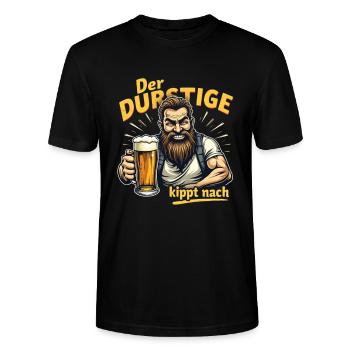 Der Durstige Bierheld - Stanley/Stella Unisex Bio-T-Shirt CRAFTER - Schwarz - Vorne - Alina (178cm) & Michal (187cm)