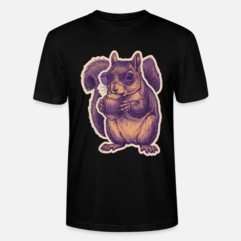 Eichhörnchen Mit Sonnenbrille Knabbert Haselnuss - Stanley/Stella Unisex Bio-T-Shirt CRAFTER - Schwarz