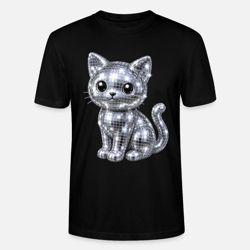 Katze Disco Glitzer - Stanley/Stella Unisex Bio-T-Shirt CRAFTER - Schwarz