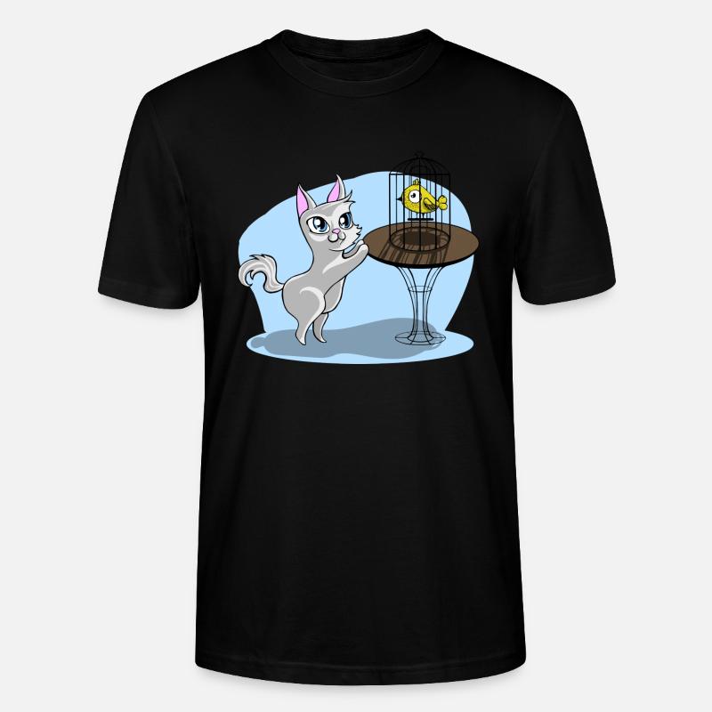 Chat avec oiseau - T-shirt bio CRAFTER Stanley Stella Unisexe - noir