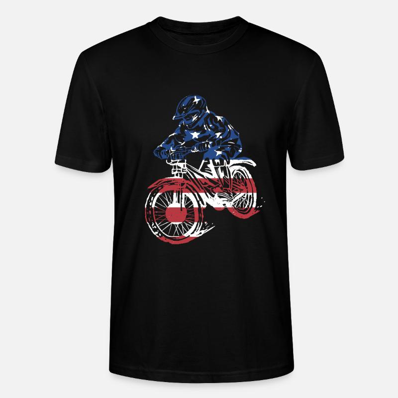 Motard Drapeau Us VTT - T-shirt bio CRAFTER Stanley Stella Unisexe - noir