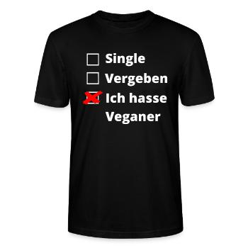 Ich hasse Veganer - Stanley/Stella Unisex Bio-T-Shirt CRAFTER - Schwarz - Vorne - Alina (178cm) & Michal (187cm)