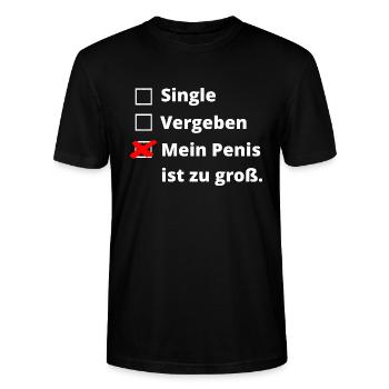 Penis zu groß - Stanley/Stella Unisex Bio-T-Shirt CRAFTER - Schwarz - Vorne - Alina (178cm) & Michal (187cm)