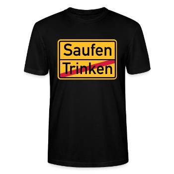 Saufen - Stanley/Stella Unisex Bio-T-Shirt CRAFTER - Schwarz - Vorne - Alina (178cm) & Michal (187cm)