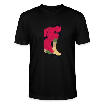 Roller Skate Teufel - Stanley/Stella Unisex Bio-T-Shirt CRAFTER - Schwarz - Vorne - Alina (178cm) & Michal (187cm)