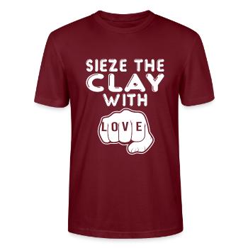 Make pottery - Stanley/Stella CRAFTER Unisex Organic T-Shirt - burgundy - Front - Alina (178cm) & Michal (187cm)