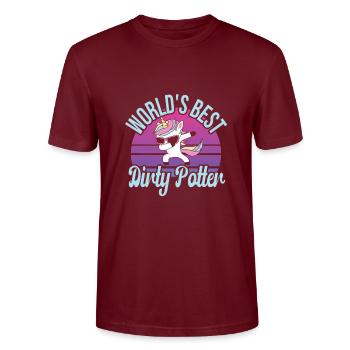 Make pottery - Stanley/Stella CRAFTER Unisex Organic T-Shirt - burgundy - Front - Alina (178cm) & Michal (187cm)