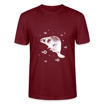 Marder Ermine Weasel - Stanley/Stella CRAFTER Unisex Organic T-Shirt - burgundy - Front - Alina (178cm) & Michal (187cm)