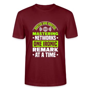 Network Engineer - Stanley/Stella CRAFTER Unisex Organic T-Shirt - burgundy - Front - Alina (178cm) & Michal (187cm)