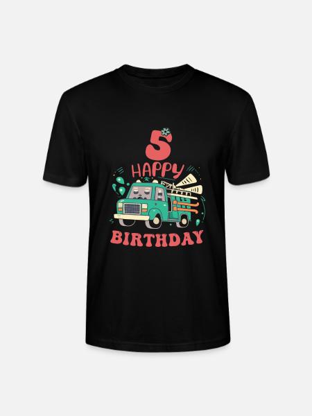 5th Birthday Guys - Stanley/Stella CRAFTER Unisex Organic T-Shirt - black