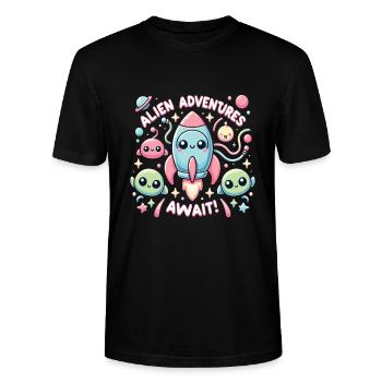 Fusée - T-shirt bio CRAFTER Stanley Stella Unisexe - noir - Devant - Alina (178cm) & Michal (187cm)