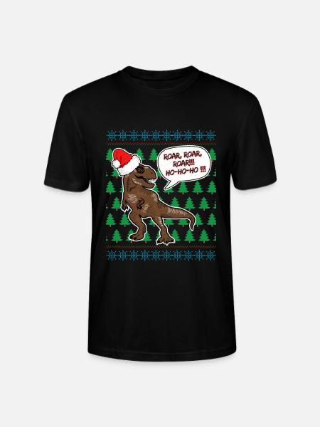 T Rex Christmas Jumper Dinosaur Fan Christmas - Stanley/Stella CRAFTER Unisex Organic T-Shirt - black
