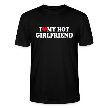 i love my hot girlfriend - Stanley/Stella Unisex Bio-T-Shirt CRAFTER - Schwarz - Vorne - Alina (178cm) & Michal (187cm)