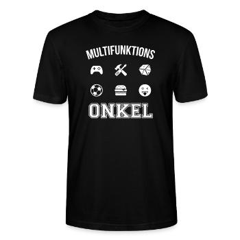 Multifunktionaler Onkel - Das super Geschenk! - Stanley/Stella Unisex Bio-T-Shirt CRAFTER - Schwarz - Vorne - Alina (178cm) & Michal (187cm)