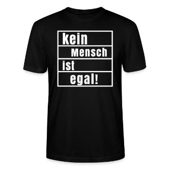 Kein Mensch ist illegal egal Europa Demokratie - Stanley/Stella Unisex Bio-T-Shirt CRAFTER - Schwarz - Vorne - Alina (178cm) & Michal (187cm)