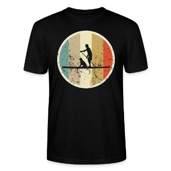 SUP mit Hund Stand Up Paddling Paddle - Stanley/Stella Unisex Bio-T-Shirt CRAFTER - Schwarz - Vorne - Alina (178cm) & Michal (187cm)