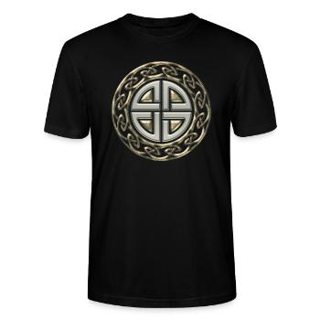 Thor celtic bouclier noeud, Amulette protection - T-shirt bio CRAFTER Stanley Stella Unisexe - noir - Devant - Alina (178cm) & Michal (187cm)