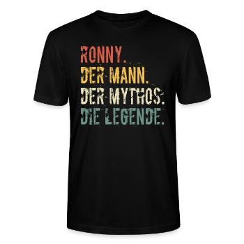 Name Vorname Ronny Der Mann Der Mythos Die Legende - Stanley/Stella Unisex Bio-T-Shirt CRAFTER - Schwarz - Vorne - Alina (178cm) & Michal (187cm)