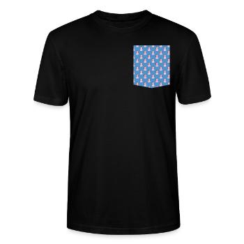 snowman pocket t-shirt Schneemann Pockets pocket - Stanley/Stella CRAFTER Unisex Organic T-Shirt - black - Front - Alina (178cm) & Michal (187cm)