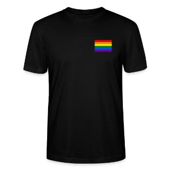 Rainbow Stripes || LGBT lesbian gay bisexual trans - Stanley/Stella Unisex Bio-T-Shirt CRAFTER - Schwarz - Vorne - Alina (178cm) & Michal (187cm)