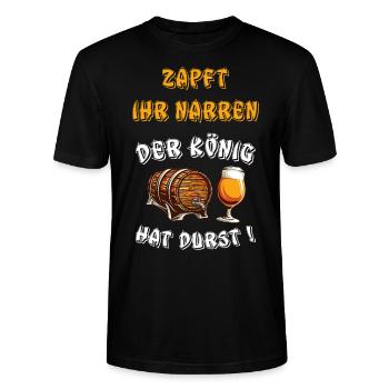 Zapft Ihr Narren der König hat Durst lustiges Bier - Stanley/Stella Unisex Bio-T-Shirt CRAFTER - Schwarz - Vorne - Alina (178cm) & Michal (187cm)