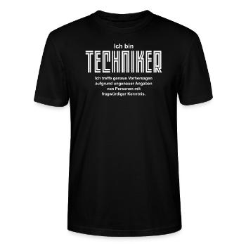 Ich bin Techniker - Geschenkidee mit lustigem - Stanley/Stella Unisex Bio-T-Shirt CRAFTER - Schwarz - Vorne - Alina (178cm) & Michal (187cm)