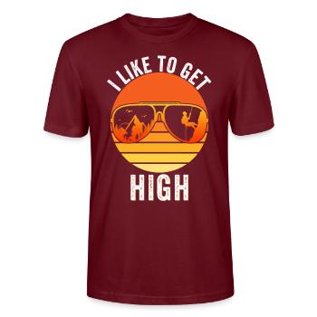 J’aime me faire du high - Rétro vintage escalade - T-shirt bio CRAFTER Stanley Stella Unisexe - bordeaux - Devant - Alina (178cm) & Michal (187cm)