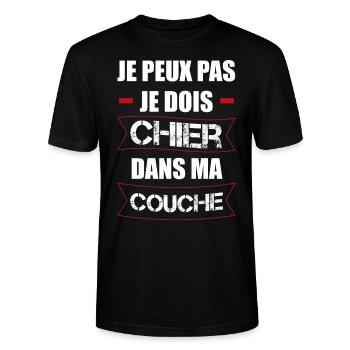 chier dans ma couche | cadeau beauf bébé - T-shirt bio CRAFTER Stanley Stella Unisexe - noir - Devant - Alina (178cm) & Michal (187cm)