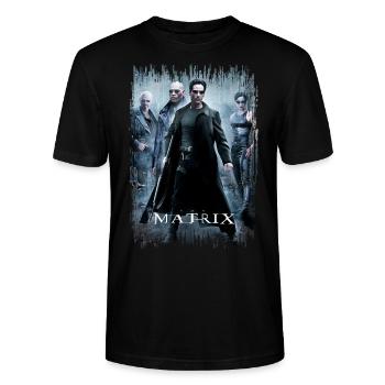 The Matrix Film Logo - Stanley/Stella Unisex Bio-T-Shirt CRAFTER - Schwarz - Vorne - Alina (178cm) & Michal (187cm)