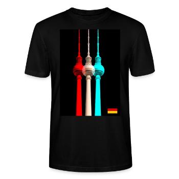 Berliner Fernsehturm - Stanley/Stella Unisex Bio-T-Shirt CRAFTER - Schwarz - Vorne - Alina (178cm) & Michal (187cm)