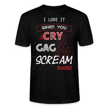 J’adore quand tu pleures, bâillonnes et cries, bébé! - T-shirt bio CRAFTER Stanley Stella Unisexe - noir - Devant - Alina (178cm) & Michal (187cm)