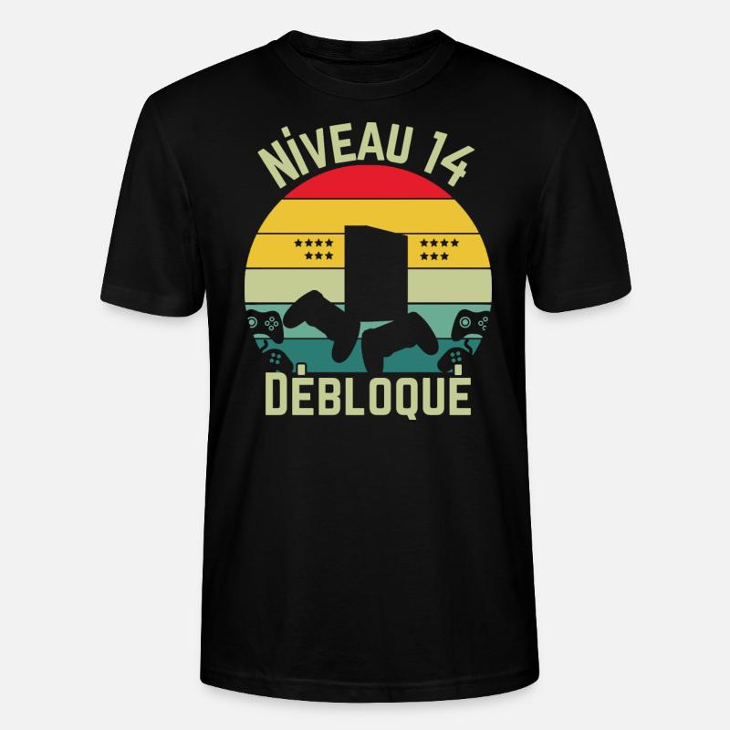 Niveau 14 Débloqué - T-shirt bio CRAFTER Stanley Stella Unisexe - noir
