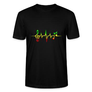 Reggae Partition Musique Musique Clé de musique vintage Puls - T-shirt bio CRAFTER Stanley Stella Unisexe - noir - Devant - Alina (178cm) & Michal (187cm)