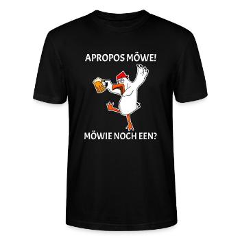 Apropos Möwe Möwie noch een Plattdeutsch Spruch - Stanley/Stella Unisex Bio-T-Shirt CRAFTER - Schwarz - Vorne - Alina (178cm) & Michal (187cm)