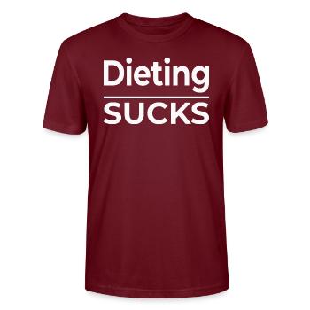 Dieting Sucks - Stanley/Stella CRAFTER Unisex Organic T-Shirt - burgundy - Front - Alina (178cm) & Michal (187cm)