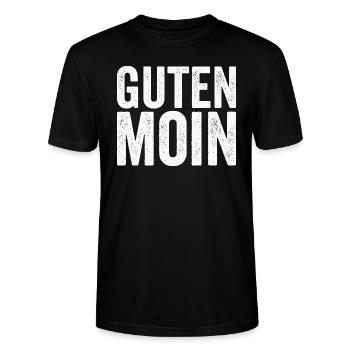 Guten Moin - Lustiger Norddeutscher Gruß - Stanley/Stella Unisex Bio-T-Shirt CRAFTER - Schwarz - Vorne - Alina (178cm) & Michal (187cm)