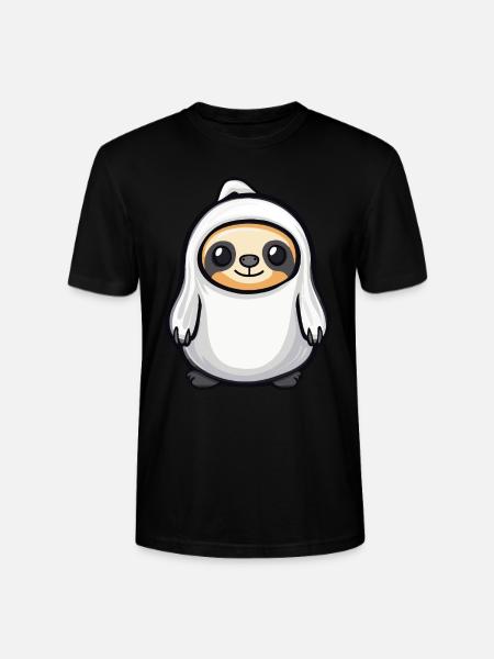 Sloth Halloween Comic Ghost - Stanley/Stella CRAFTER Unisex Organic T-Shirt - black