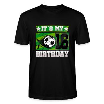 16th birthday Boy Soccer 16 Years Old Gifts - Stanley/Stella Unisex Bio-T-Shirt CRAFTER - Schwarz - Vorne - Alina (178cm) & Michal (187cm)