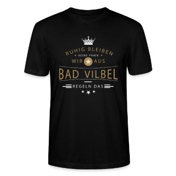 Bad Vilbel cooles Souvenir und witziges Andenken - Stanley/Stella Unisex Bio-T-Shirt CRAFTER - Schwarz - Vorne - Alina (178cm) & Michal (187cm)