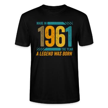 Made in 1961, the year a legend was born - Stanley/Stella CRAFTER Unisex Organic T-Shirt - black - Front - Alina (178cm) & Michal (187cm)