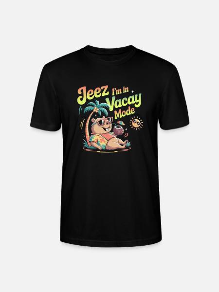 Jeez Vacay Mode Capybara - Stanley/Stella Unisex Bio-T-Shirt CRAFTER - Schwarz
