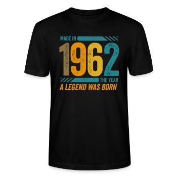 Réalisé en 1962, l’année de la naissance d’une légende - T-shirt bio CRAFTER Stanley Stella Unisexe - noir - Devant - Alina (178cm) & Michal (187cm)