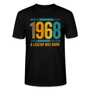 Réalisé en 1968, l’année de la naissance d’une légende - T-shirt bio CRAFTER Stanley Stella Unisexe - noir - Devant - Alina (178cm) & Michal (187cm)